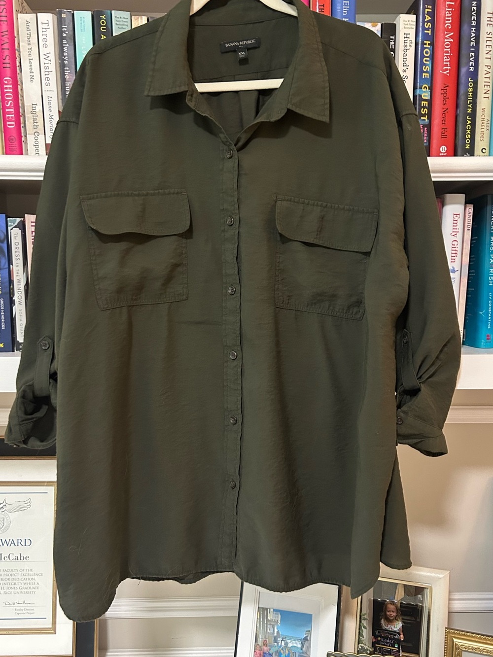 Banana Republic Olive Green Utility Button-Front Women’s Shirt